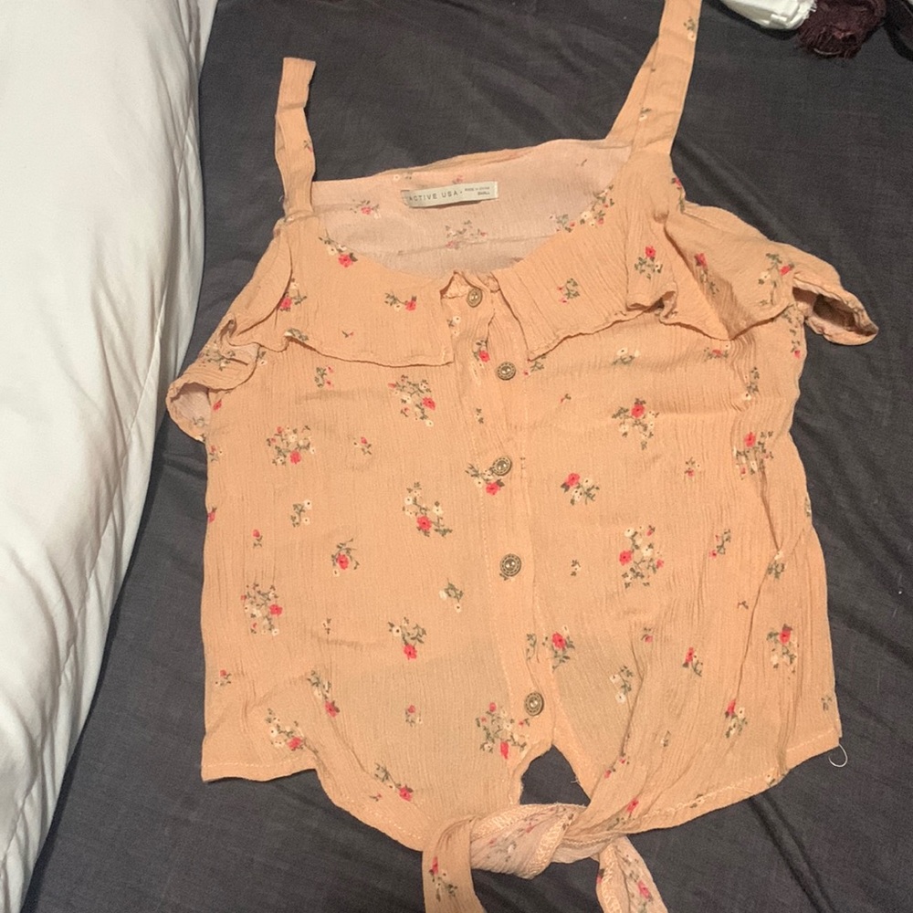 Peach light pink cute buttoned top